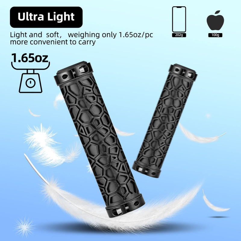 روكبروز مقابض مقود الدراجة من روك بروس، مقابض مزدوجة القفل، مقابض مانعة للانزلاق لمقود الدراجة الجبلية، ودراجات بي إم إكس، والدراجات البخارية، والدراجات القابلة للطي، 22.2 مم - Image 2